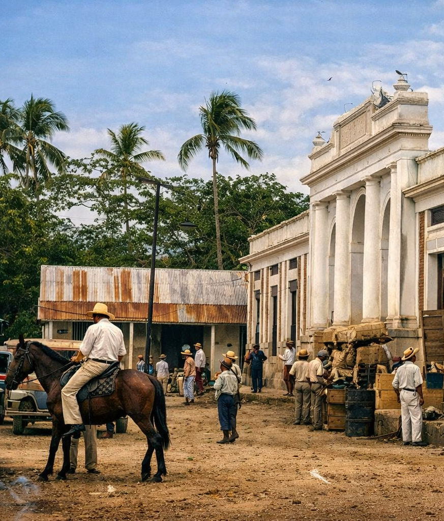 Por su parte el mercado Municipal de San Pedro Sula era así en los años 30's. IA copia